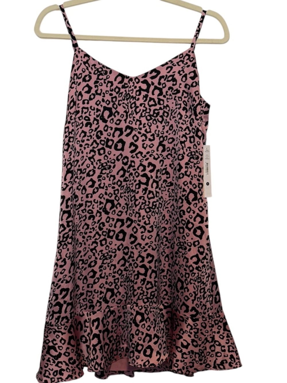 NWT Aqua Pink Leopard Mini Slip‎ Dress Size Small Pink Black